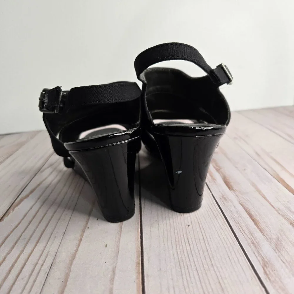 LifeStride Simply Comfort Faith Black Wedge Sandals Women’s 8.5